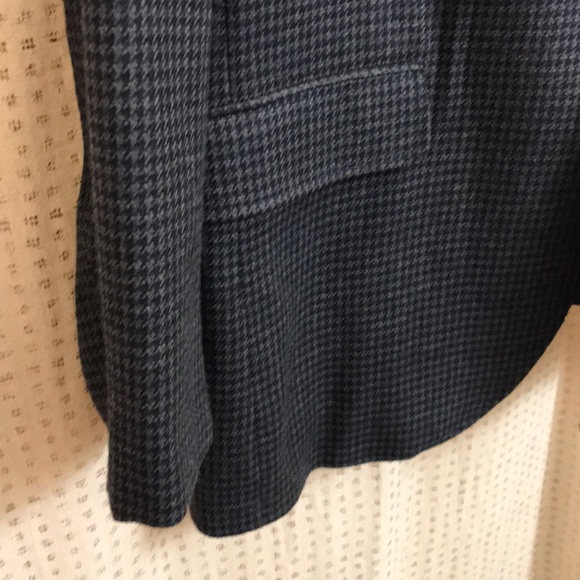 Navy Wool/Cotton Houndstooth Blazer - Picture 3 of 8